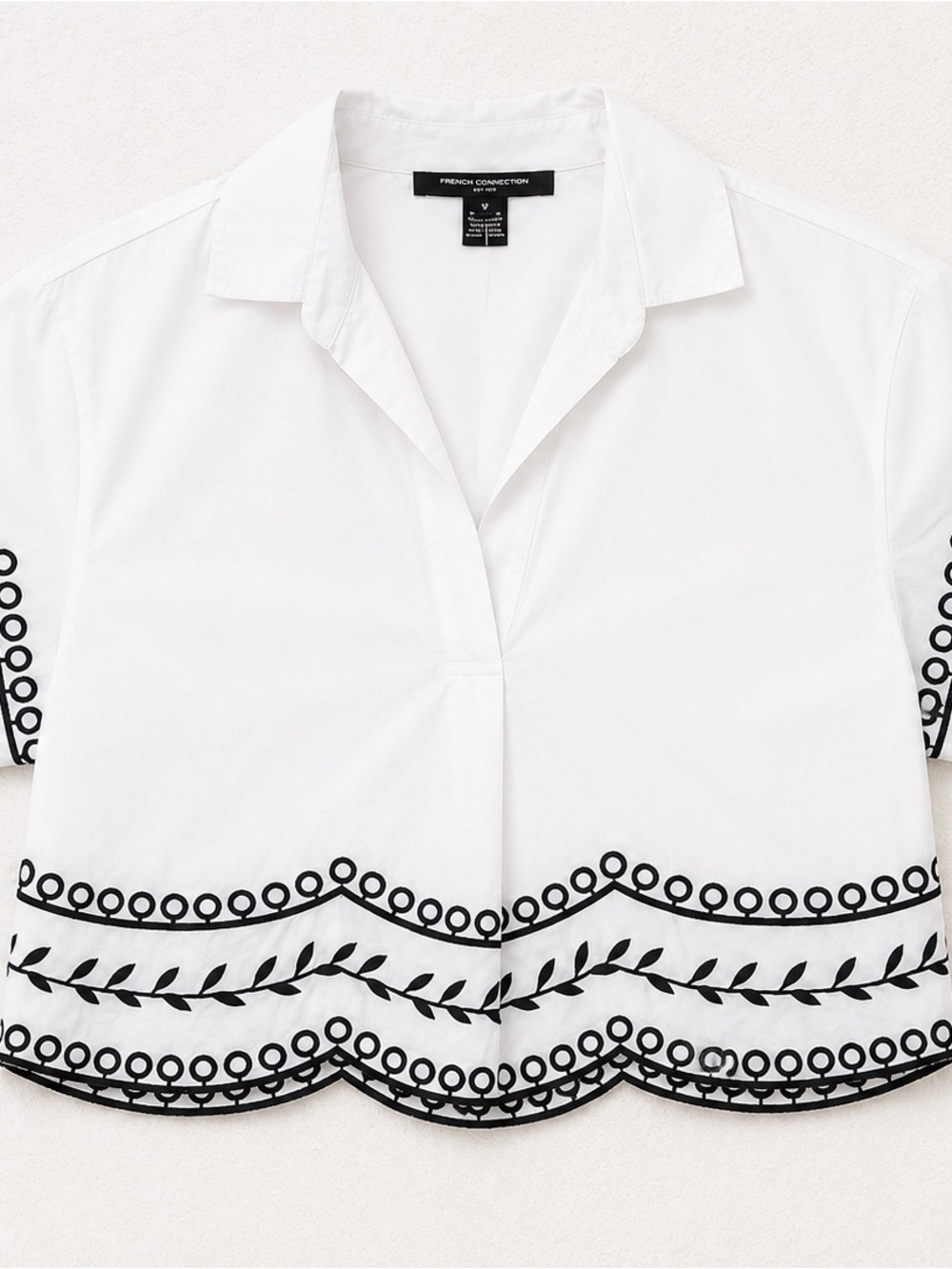 NWT French Connection White Embroidered Crop Top M Coastal Resort Boho